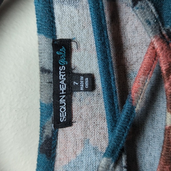 Sequin Hearts Girls Blue Floral Tunic Size 7 - Picture 2 of 5